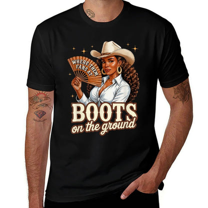 Boots On Ground Juneteenth Cowgirl Western Rodeo Black Women Odor-resistant T-Shirt