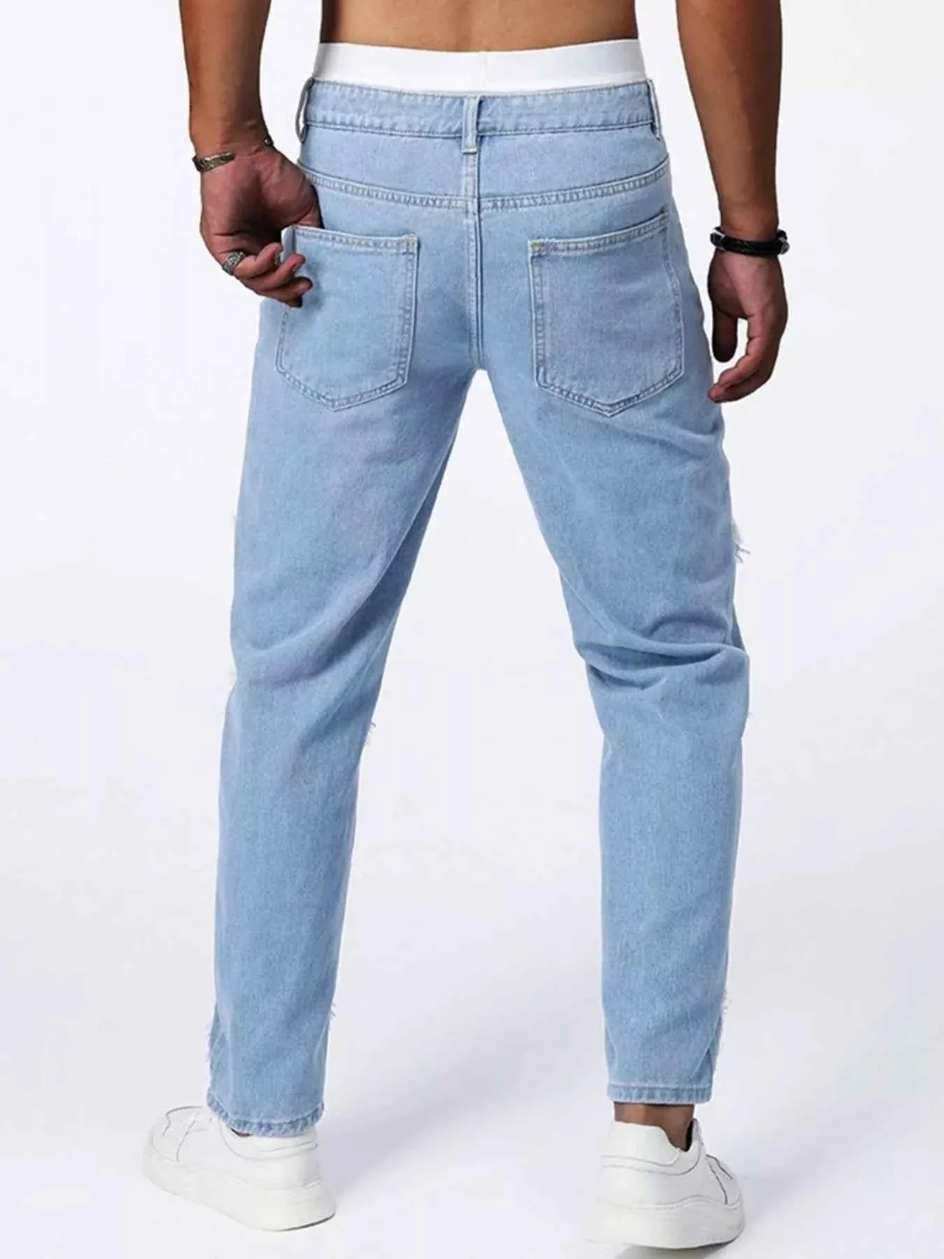 Distressed Slim Fit Jeans for Men