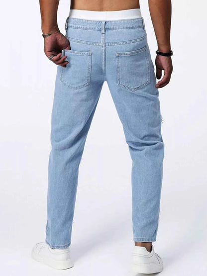 Distressed Slim Fit Jeans for Men