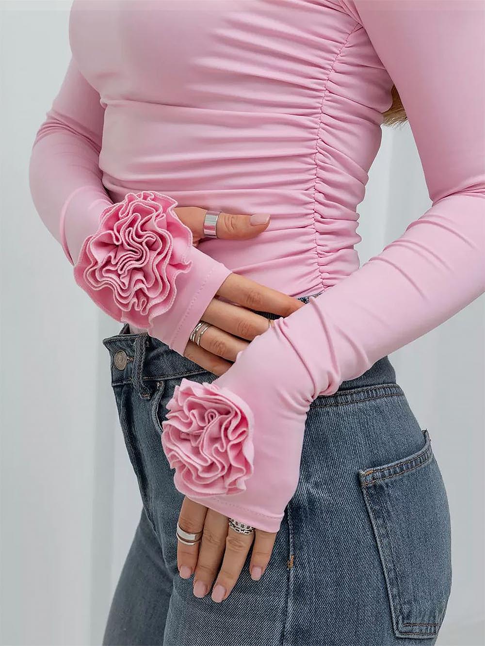 3D立體花卉修身長袖T卹 | NCS 