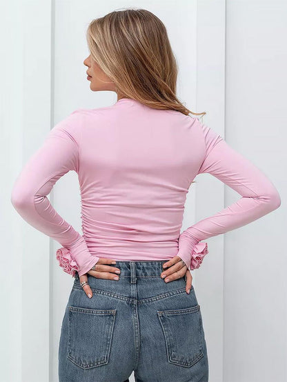 3D立體花卉修身長袖T卹 | NCS 