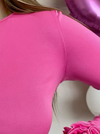 3D立體花卉修身長袖T卹 | NCS 