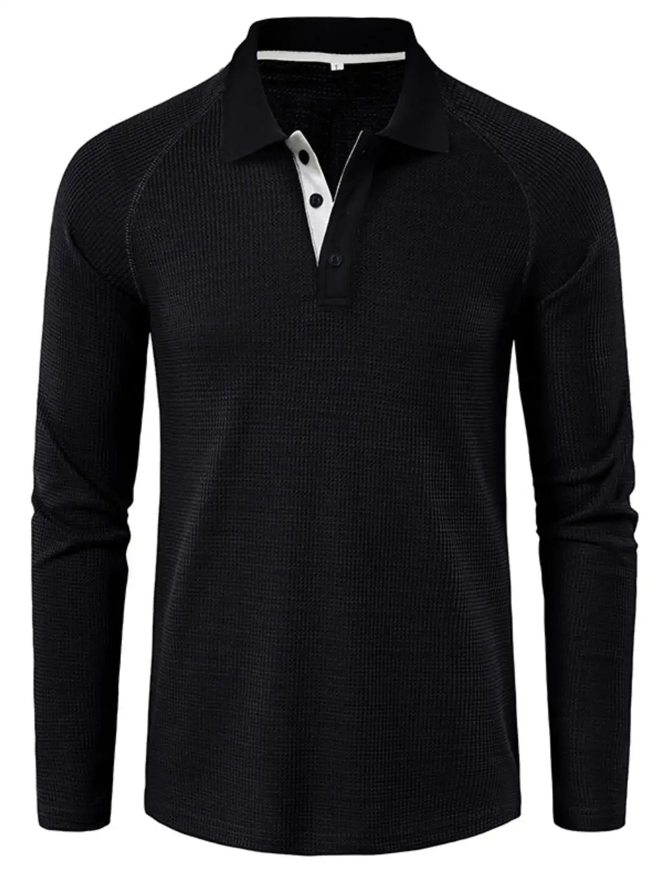 Men's Long Sleeve Textured Polo