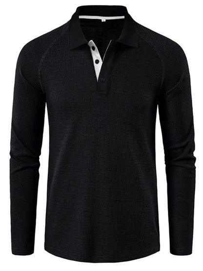 Men's Long Sleeve Textured Polo