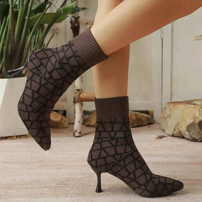Mesh Point Toe : Stiletto Boots
