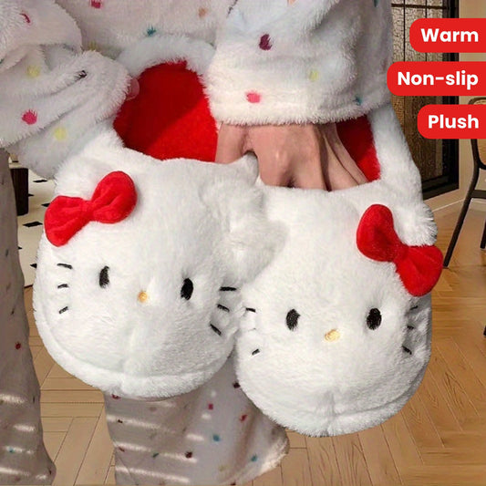Comfort Hello Kitty Plush Cozy Nonslip Slippers