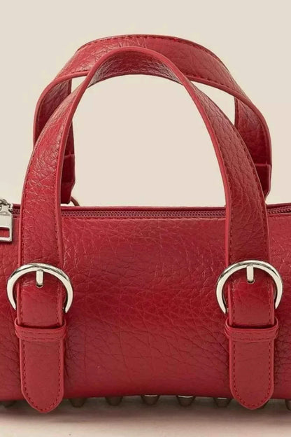 Fame Faux Leather Buckle Strap : Cylinder Hand Bag