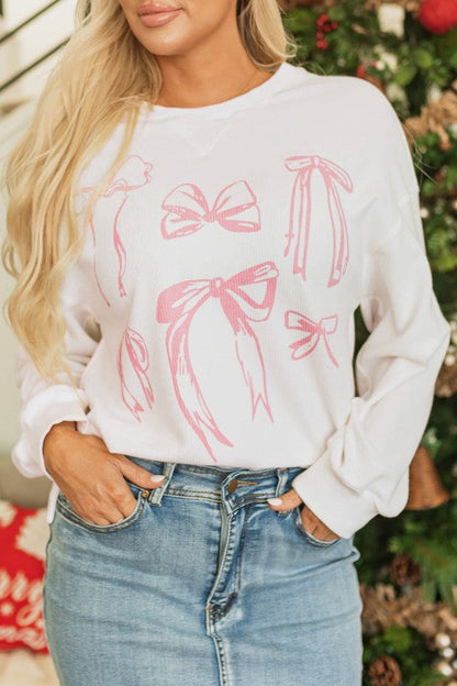 蝴蝶結長袖圓領上衣