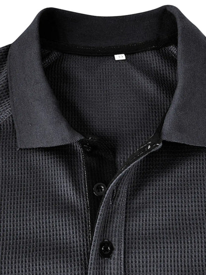 Men's Long Sleeve Textured Polo