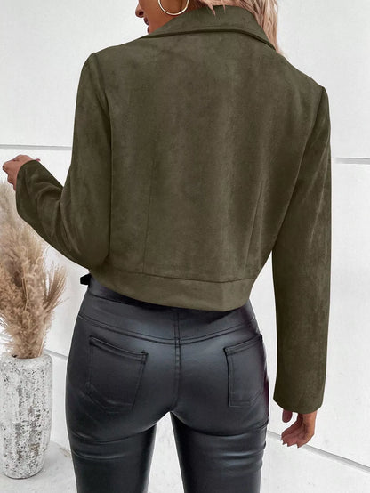 Chaqueta de motociclista de ante con detalle de cremallera