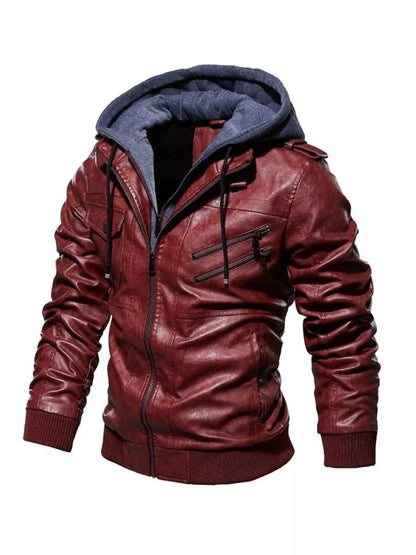 Men's Full Size Zip Up Drawstring Hooded Jacket Plus Size