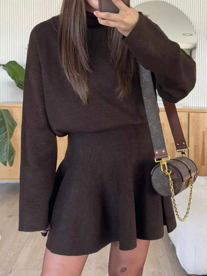 Round Neck Long Sleeve Mini Sweater Dress