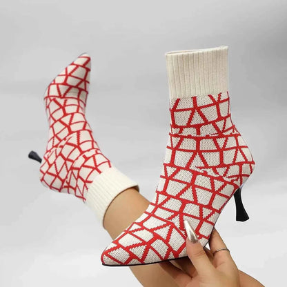 Mesh Point Toe : Stiletto Boots