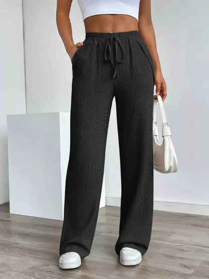 Texture Wide Leg Pants