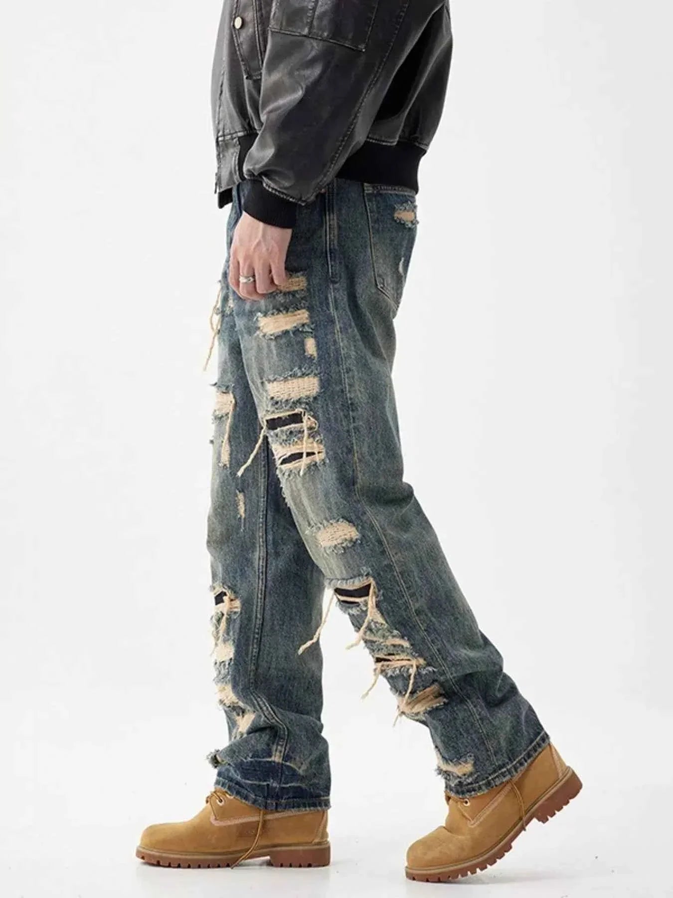 Men's Distressed Wide Leg Jeans