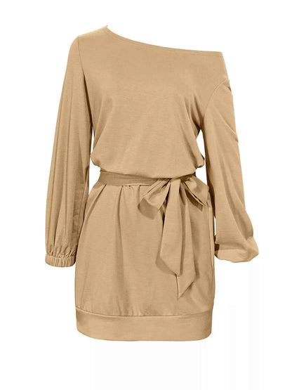 One Shoulder Tie Waist Dress