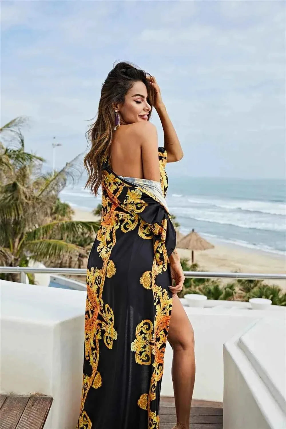 Printed Elegant One-Piece : Cover Up Swim Set