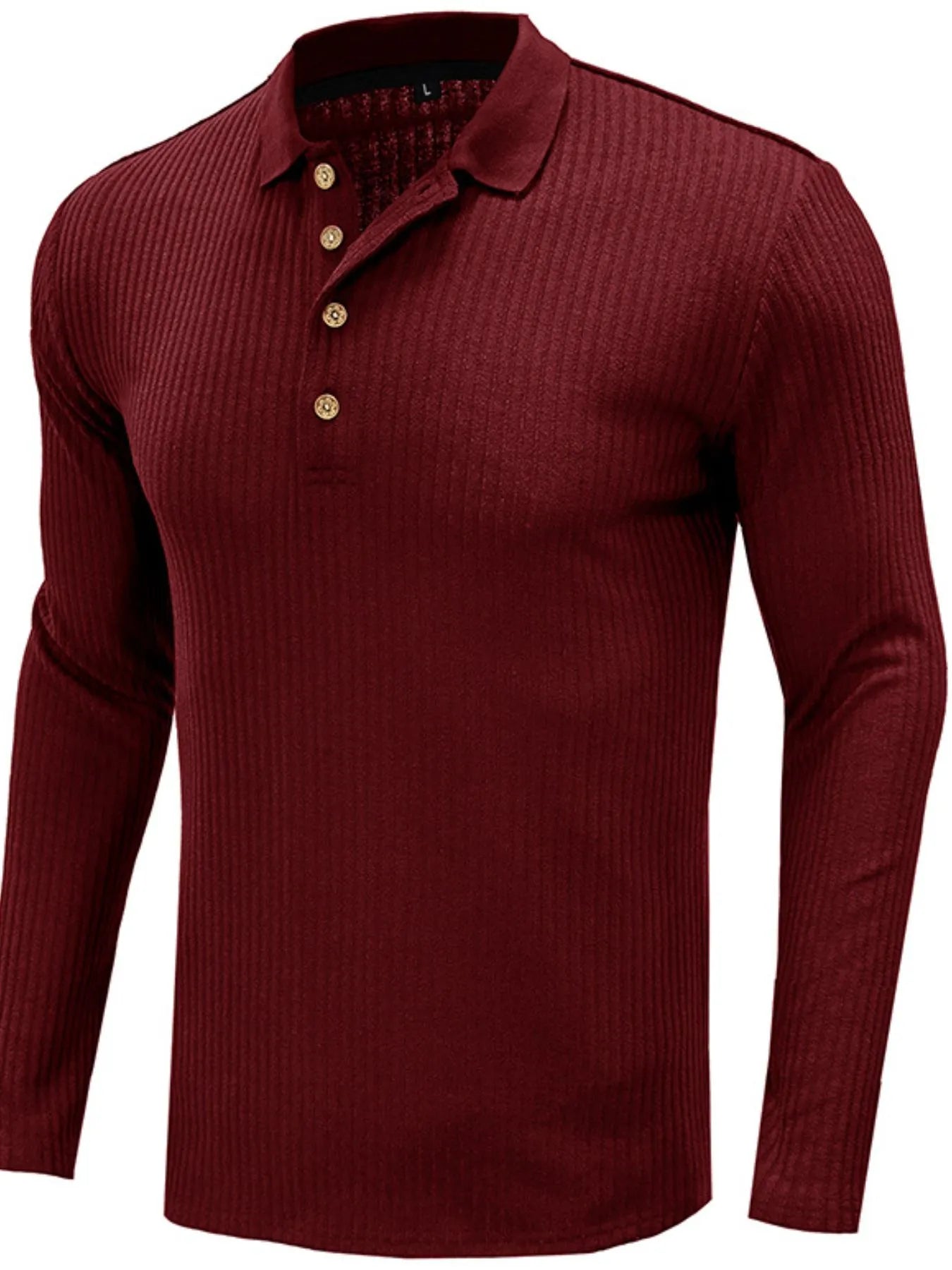 Men's Ribbed Knit Long Sleeve Polo