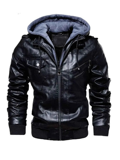 Men's Full Size Zip Up Drawstring Hooded Jacket Plus Size