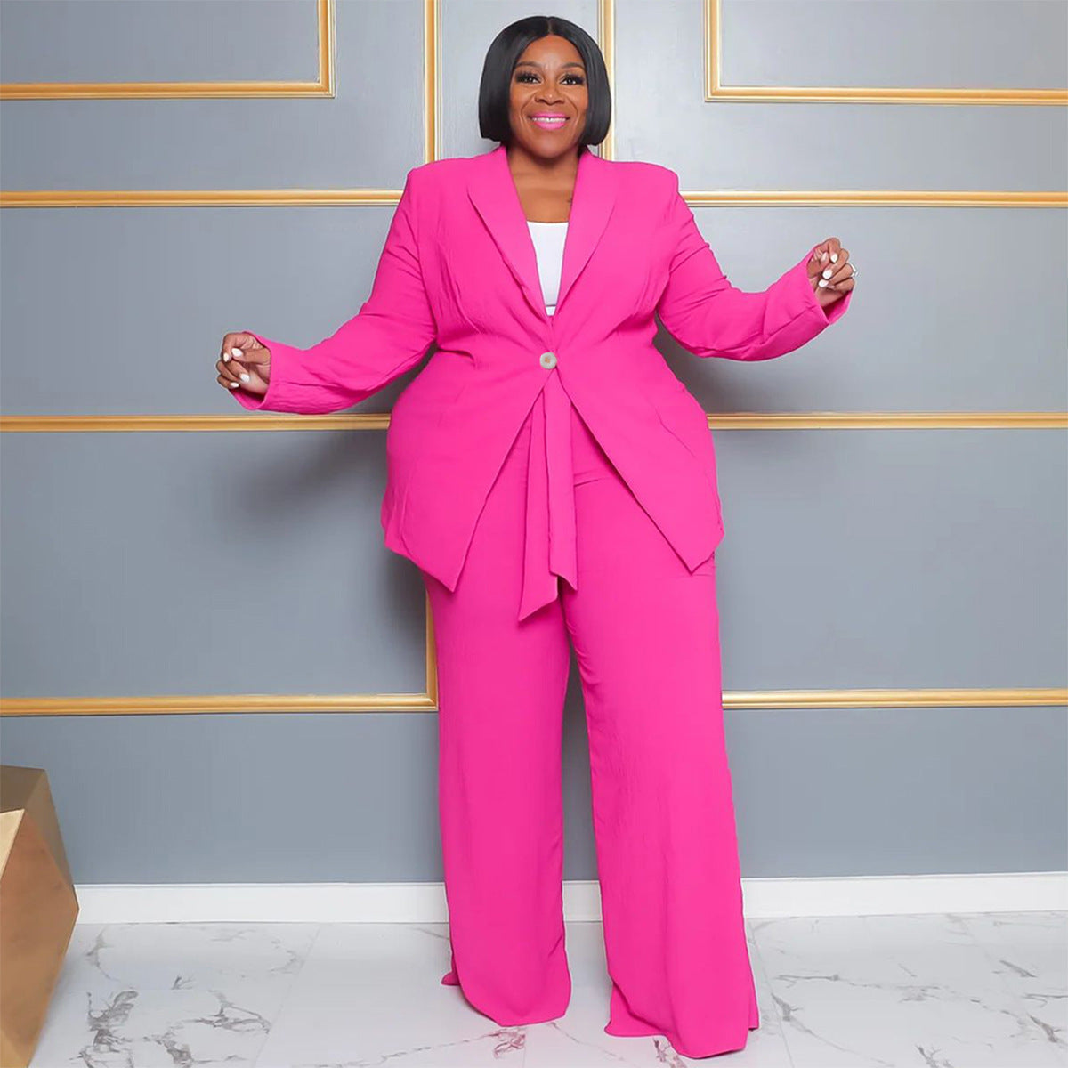 休閒長袖繫帶褲兩件套