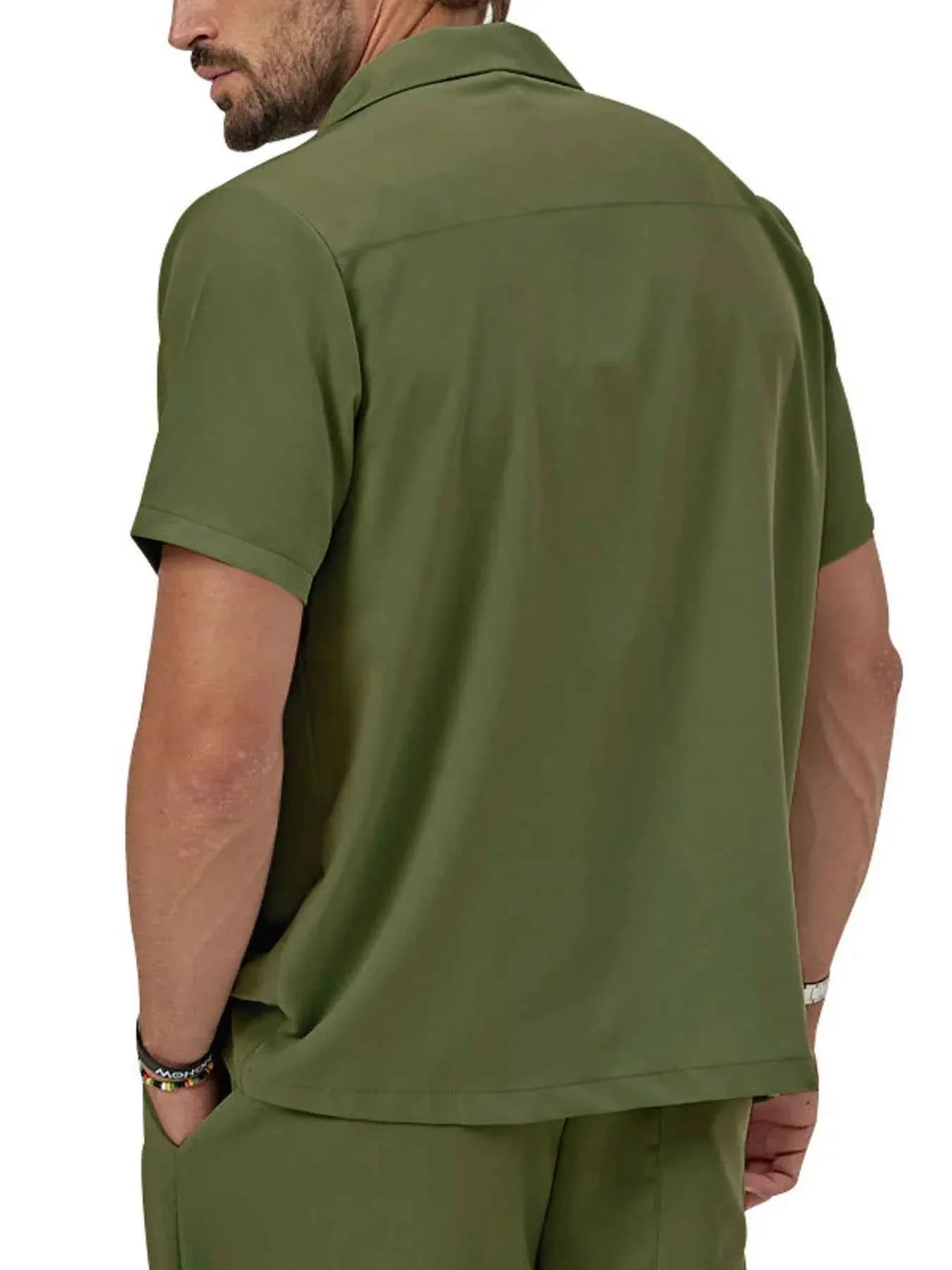 Men's Plus Size Button Up Short Sleeve Shirt and Shorts Set