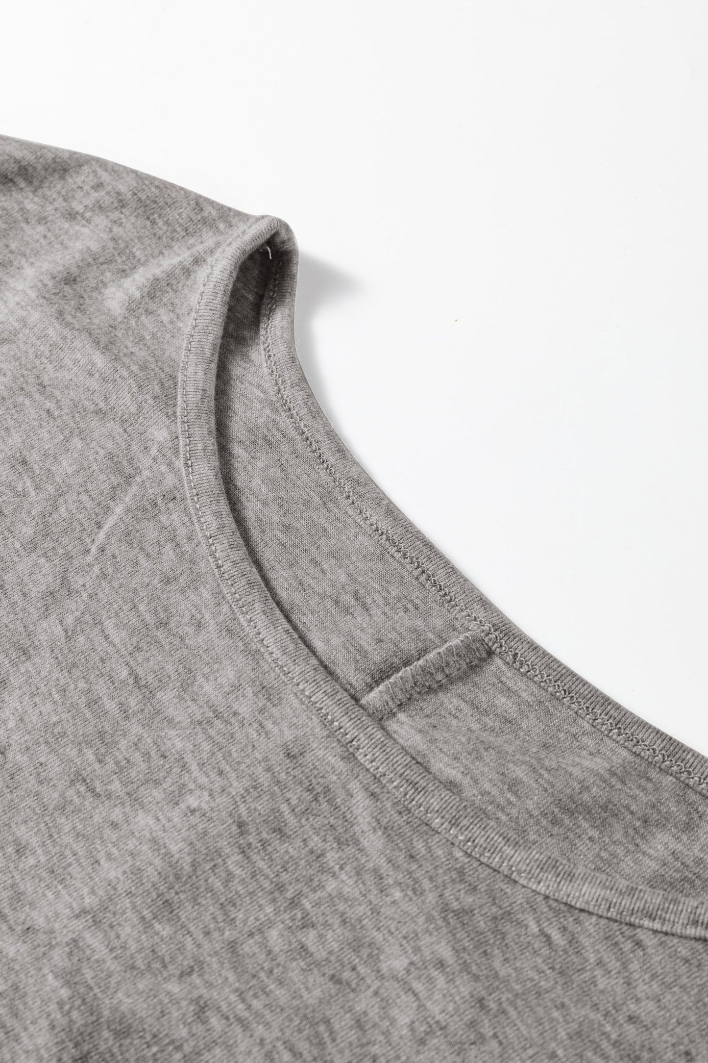 Light Grey Solid Color Extended Cuffs Long Sleeve Top