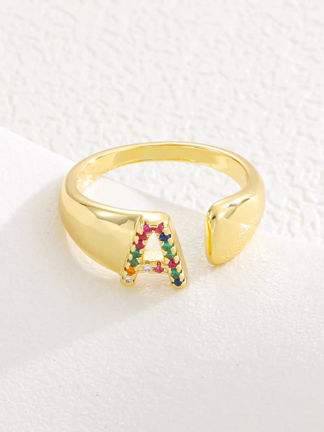 18K Gold-Plated Zircon Letter Ring