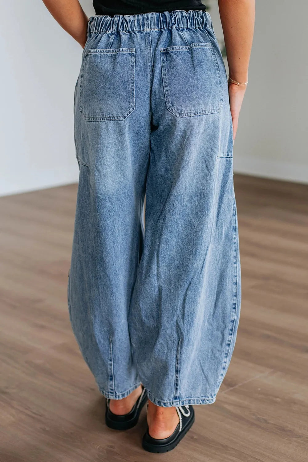 Wide Leg Drawstring Jeans