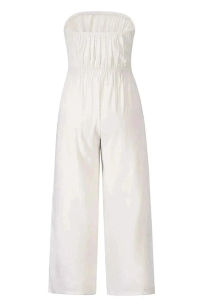 Tied Cutout Tube : Wide Leg Jumpsuit
