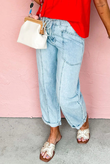 Vaqueros Myosotis con cordón ajustable y detalle de costuras expuestas