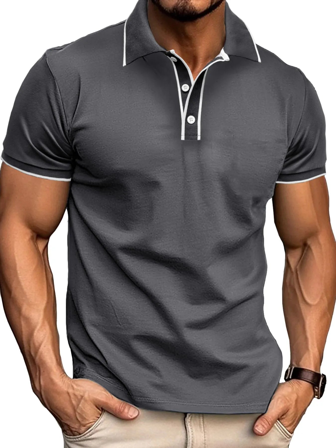 Men's Slim Fit Polo Shirt with Contrast Trim