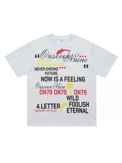 Men's Letter Round Neck Short Sleeve T-Shirt