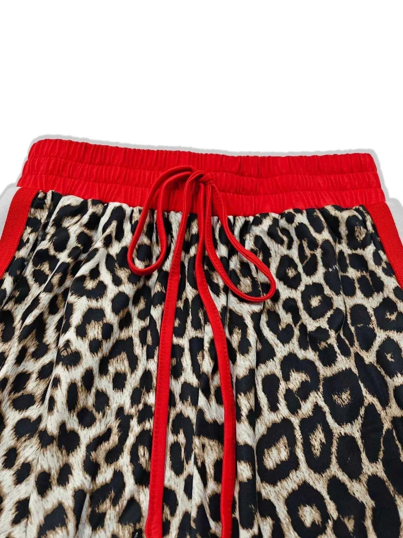 Leopard Round Neck Top and Pants Two-Piece Set