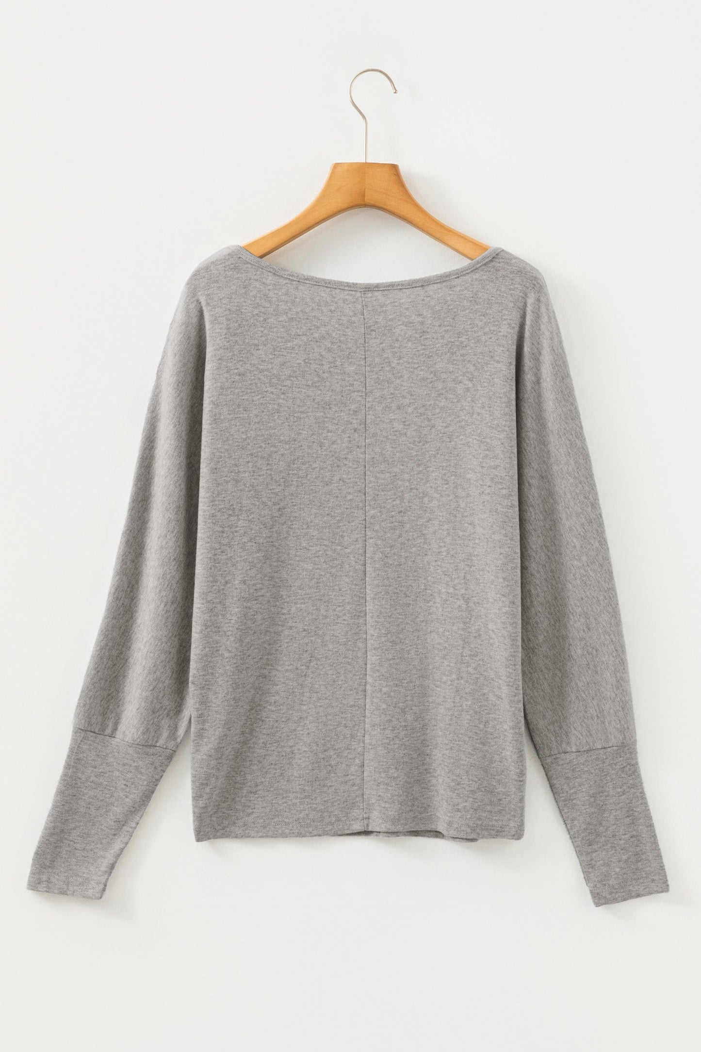 Light Grey Solid Color Extended Cuffs Long Sleeve Top