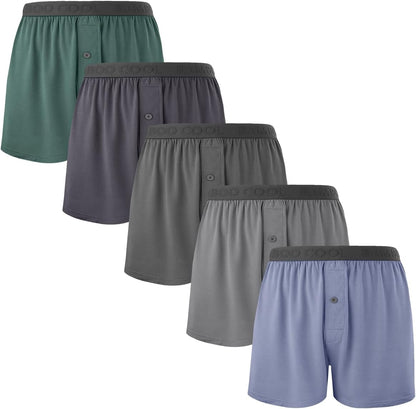 竹纖維清涼男平口內褲，柔軟舒適透氣針織平口內褲（3條裝或5條裝）