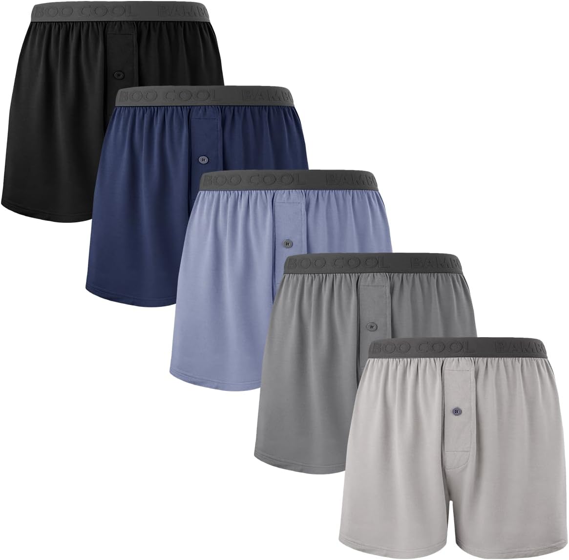 竹纖維清涼男平口內褲，柔軟舒適透氣針織平口內褲（3條裝或5條裝）