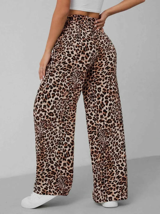 Leopard Print Wide Leg Pants