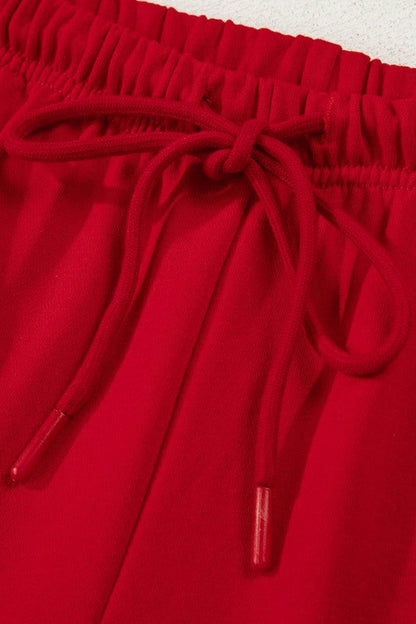 條紋領拼接蝴蝶結衛衣和短褲