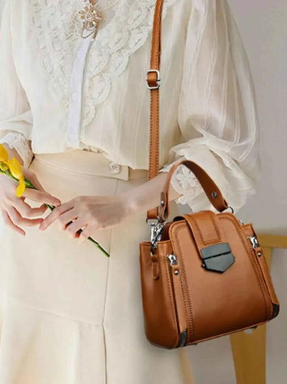 Leather Bucket Crossbody Bag
