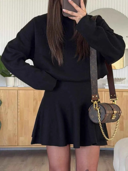 Round Neck Long Sleeve Mini Sweater Dress
