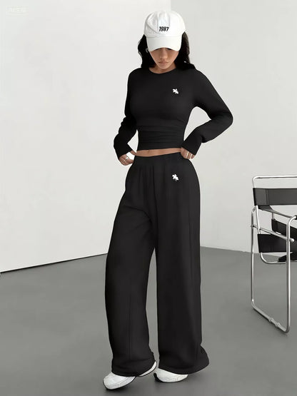 Long Sleeve Top and Wide Leg Pants Set
