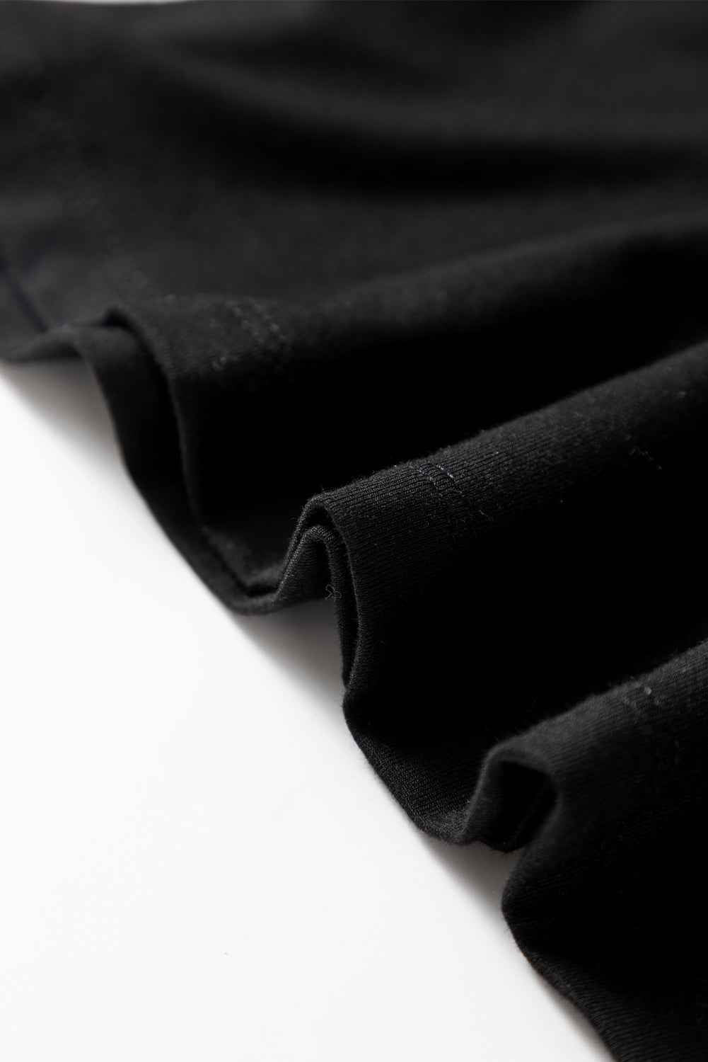 Black Solid Color Long Sleeve Fitted Top