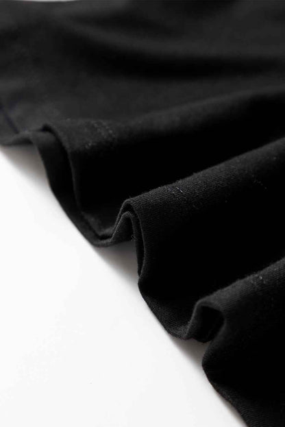 Black Solid Color Long Sleeve Fitted Top