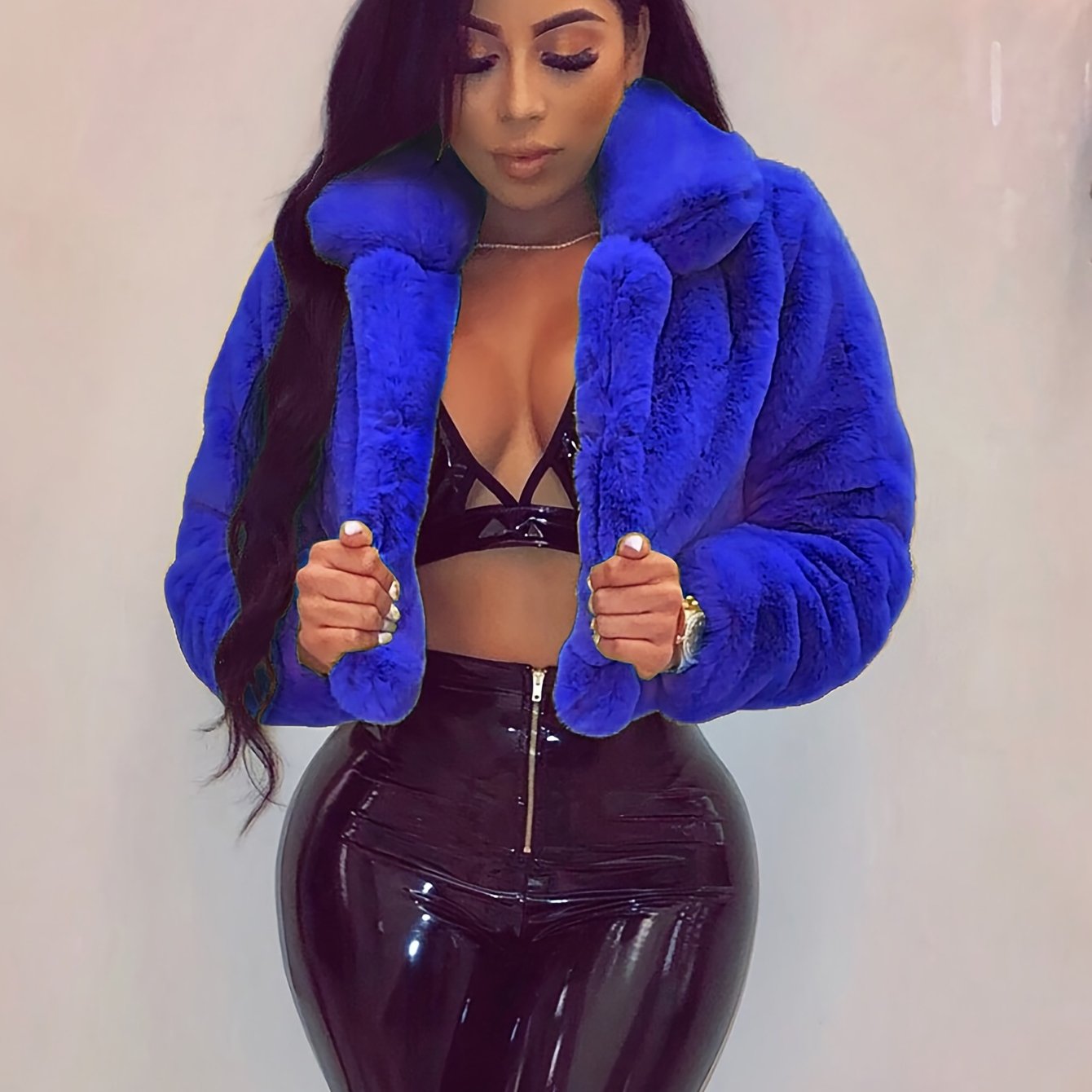 舒適別緻的人造毛領開襟衫外套