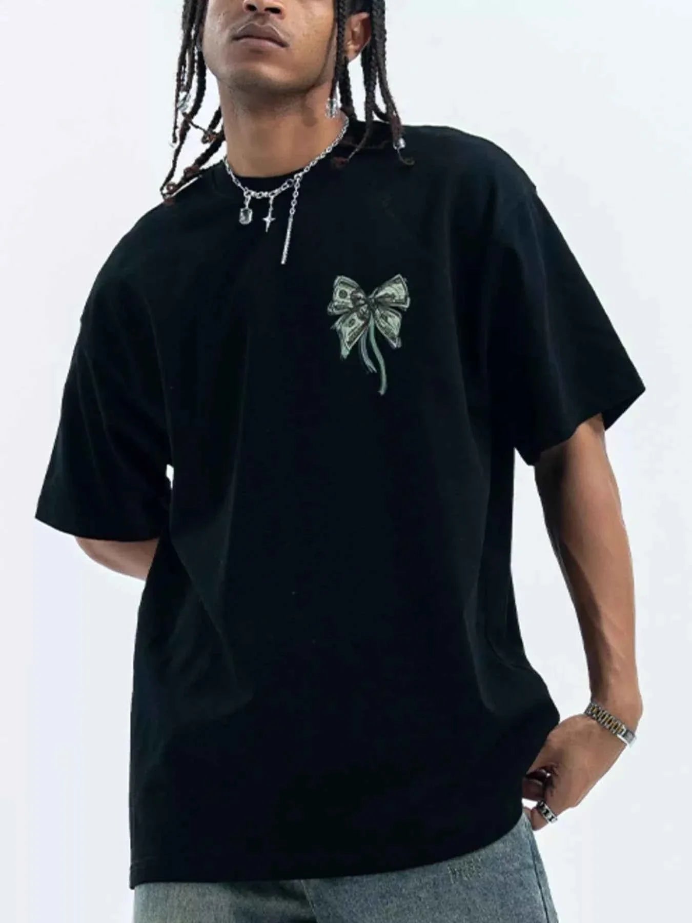 Men's Bow Graphic Oversized T-Shirt