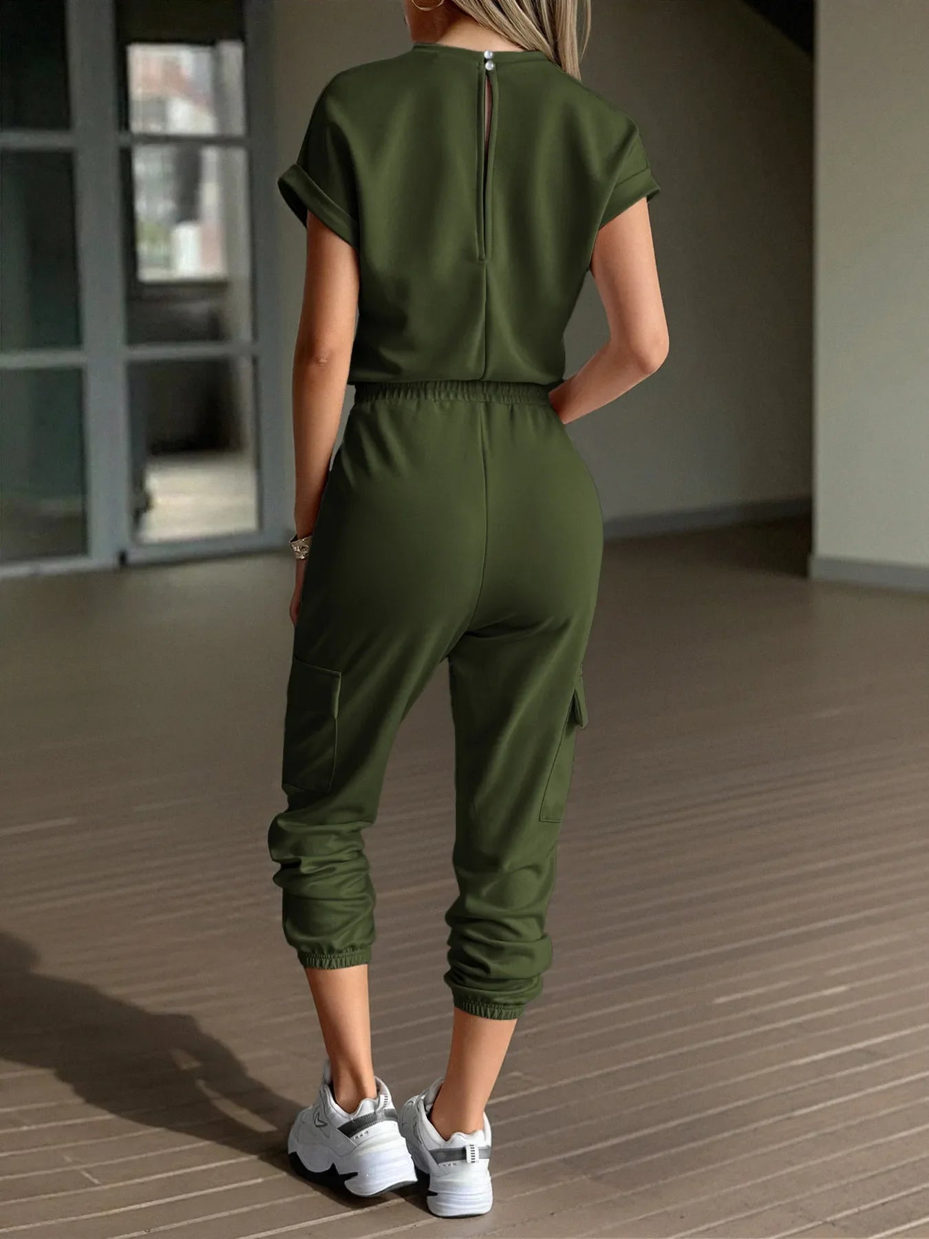 Round Neck Short Sleeve Top and Pants Set