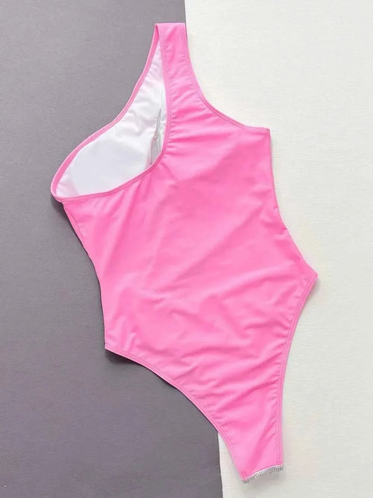 Stylish One-Piece Swimsuit with Contrast Panel Design