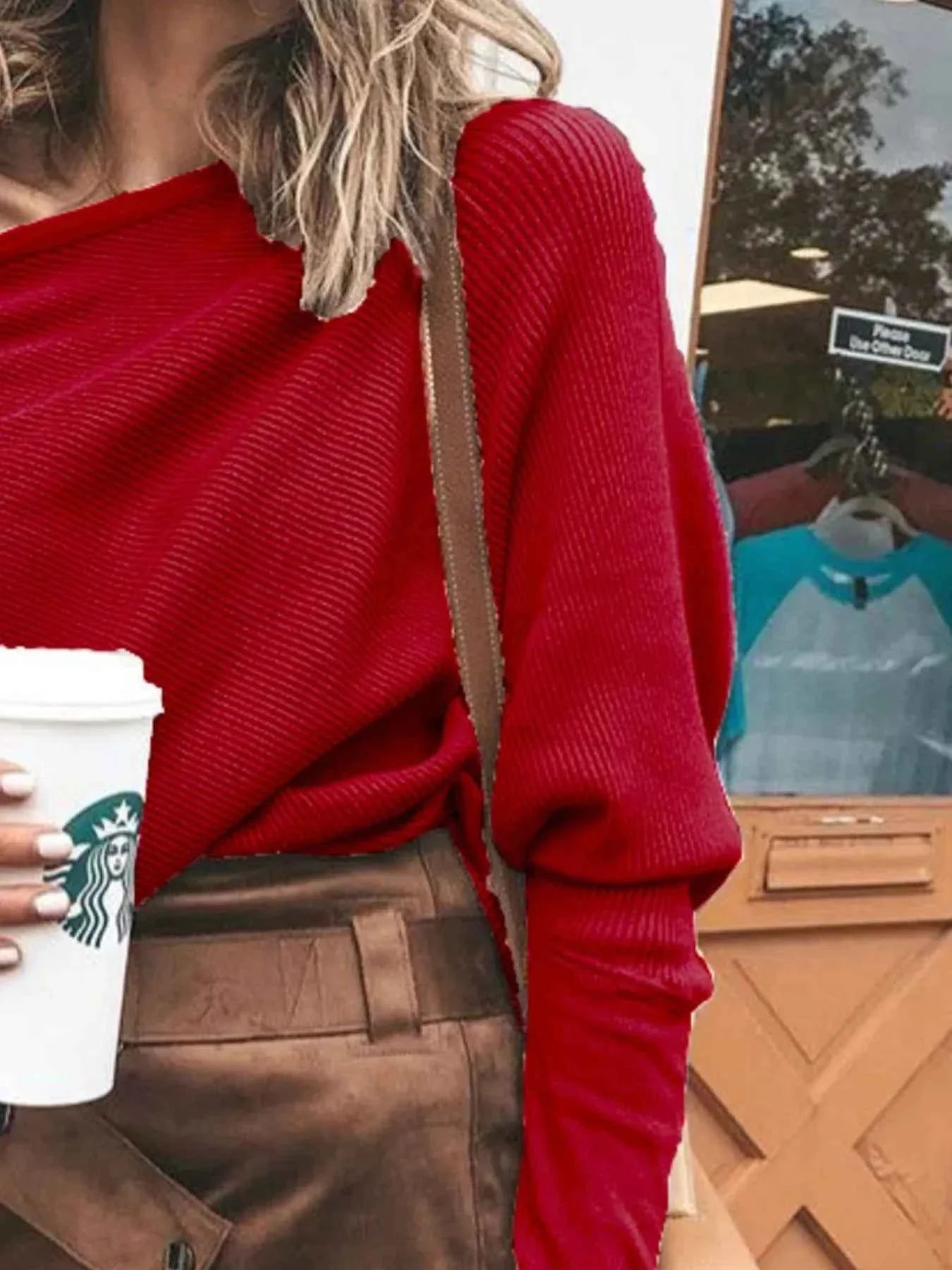 Full Size One-Shoulder Ribbed Sweater Plus Size