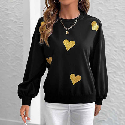 Love printed loose round neck long sleeved sweatshirt