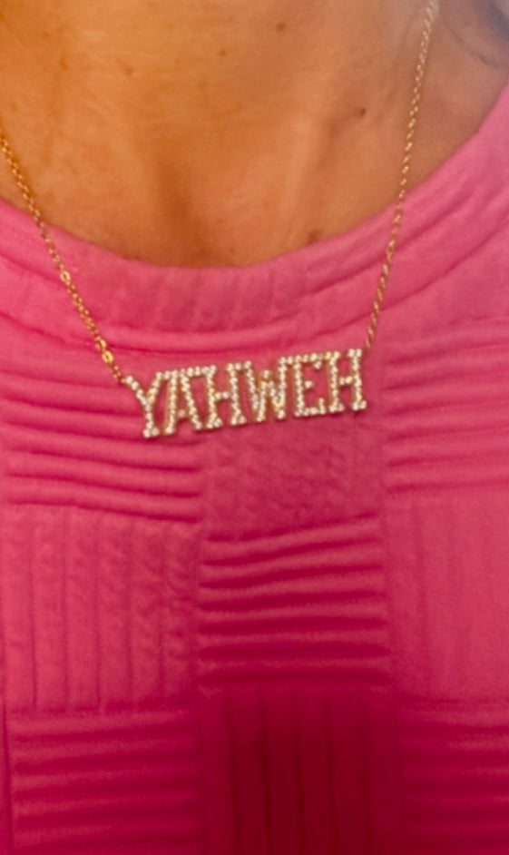 YAHWEH Cubic Zirconia 18k necklace